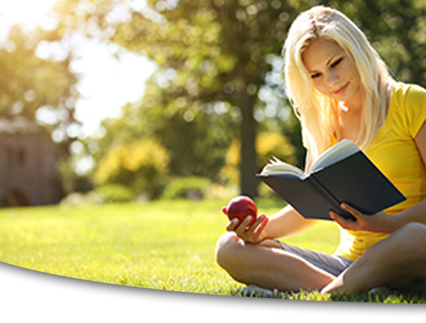 woman reading books