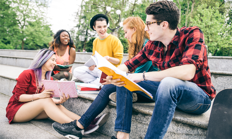 Students on a group study