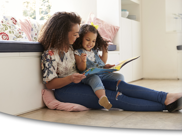 Mother and daughter playing